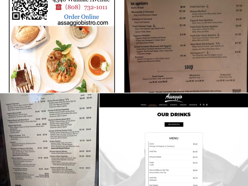 Assaggio Bistro/Kahala Menu