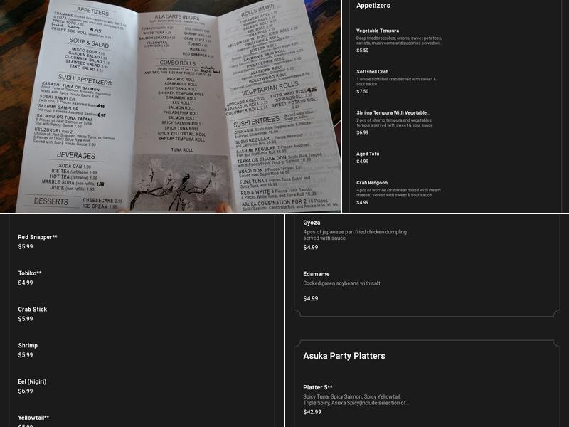Asuka Sushi & Hibachi Menu