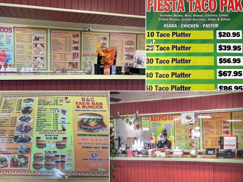 B & C Taco Bar And Burger Menu