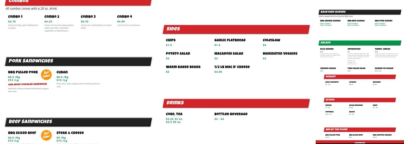 Backyard Bar BQ Menu