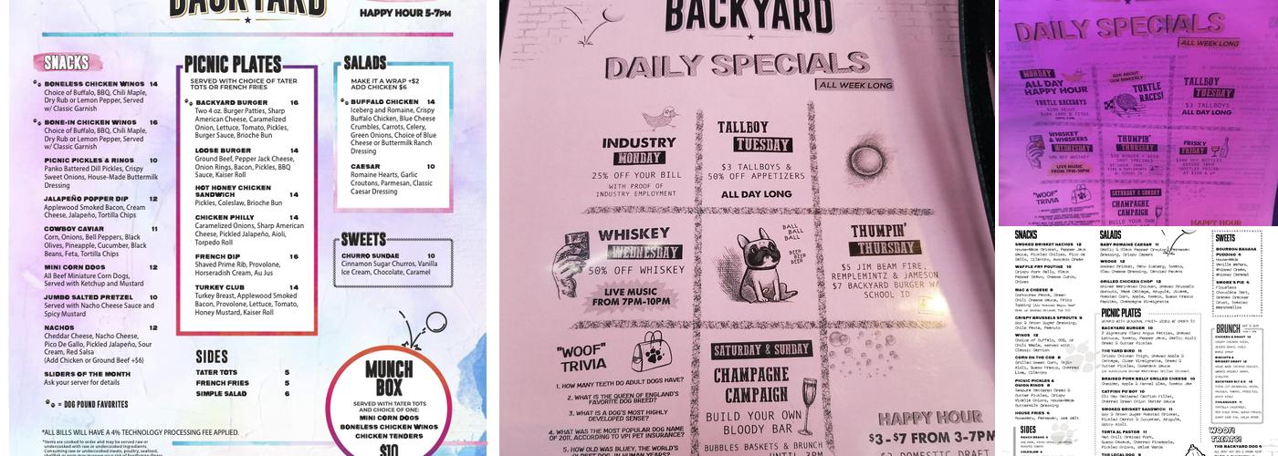 Backyard Menu