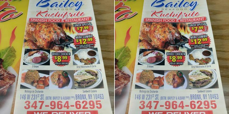 Bailey Seafood Kuchifrito Restaurant Menu