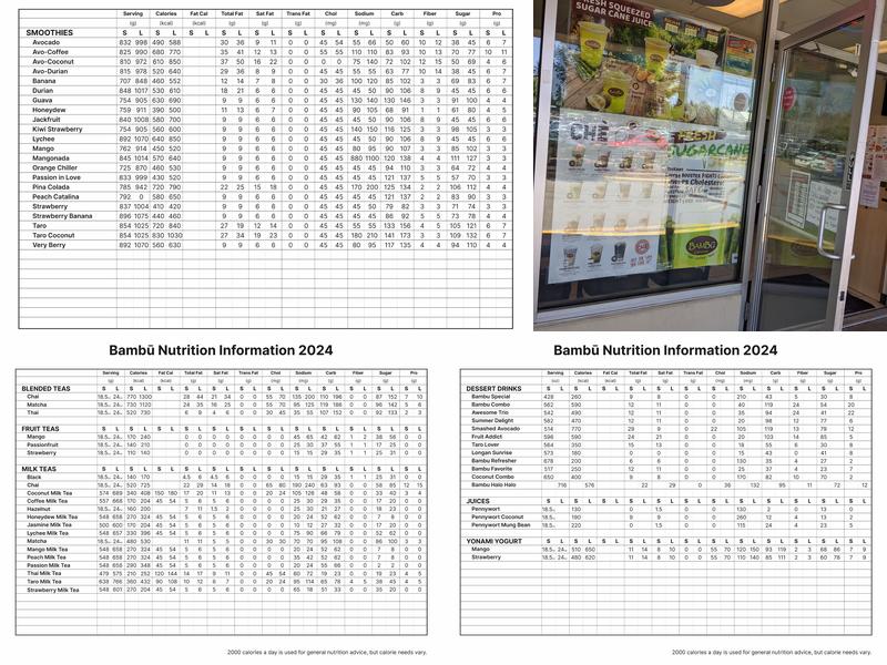Bambū Desserts & Drinks Menu