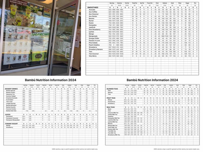 Bambū Desserts & Drinks Menu