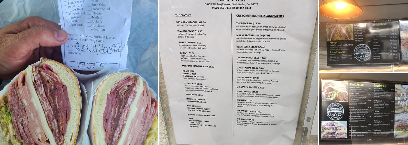 Bara's Deli Menu