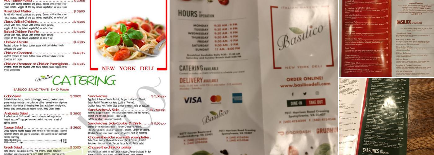 Basilico New York Deli Menu