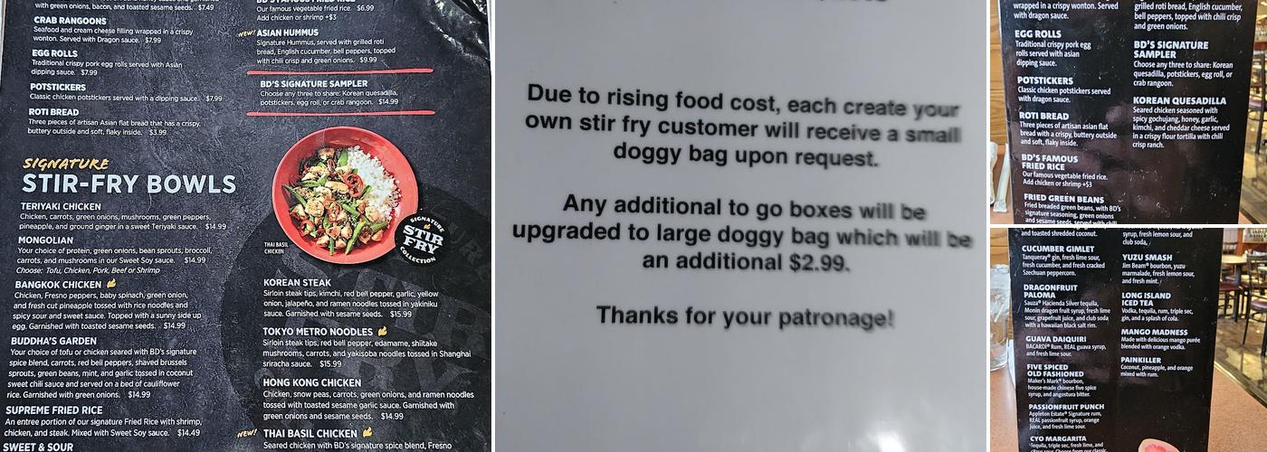 bd's Mongolian Grill Menu