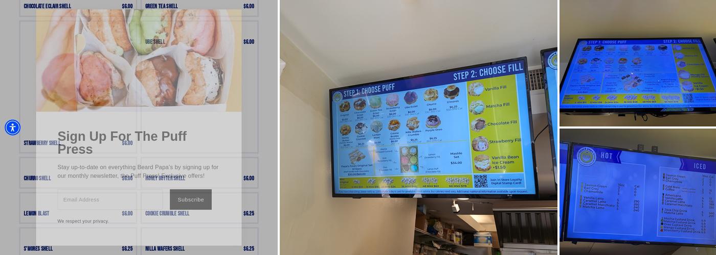 Beard Papa’s Menu