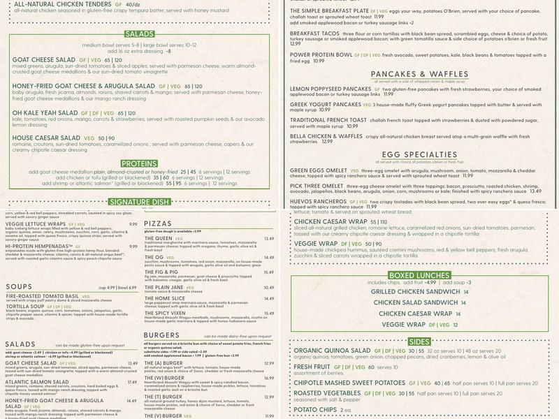 bellagreen Menu