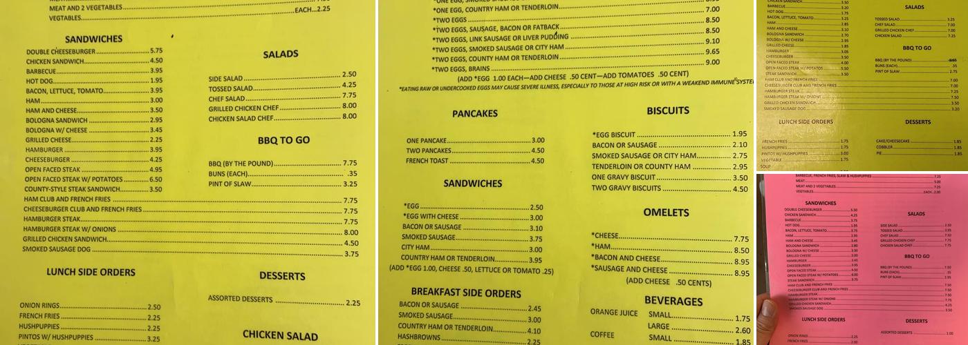 Bernie's Bar-B-Que Menu