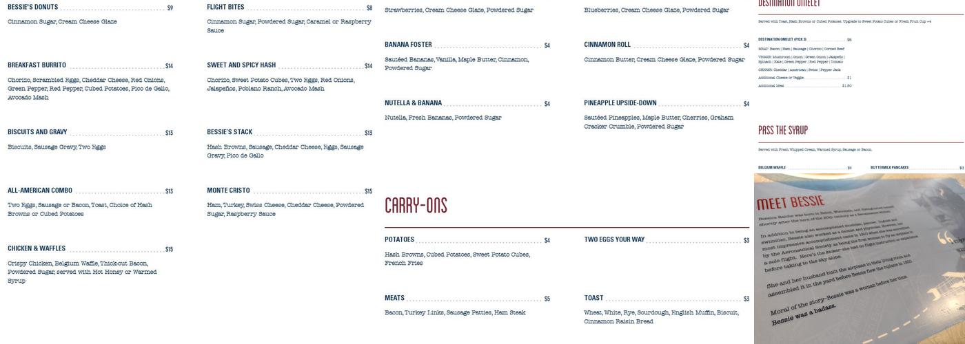 Bessie's Diner Menu