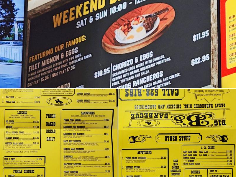 Big B's Barbecue Menu