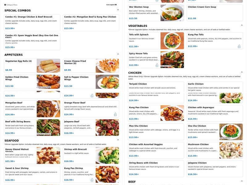 Big chopsticks Menu