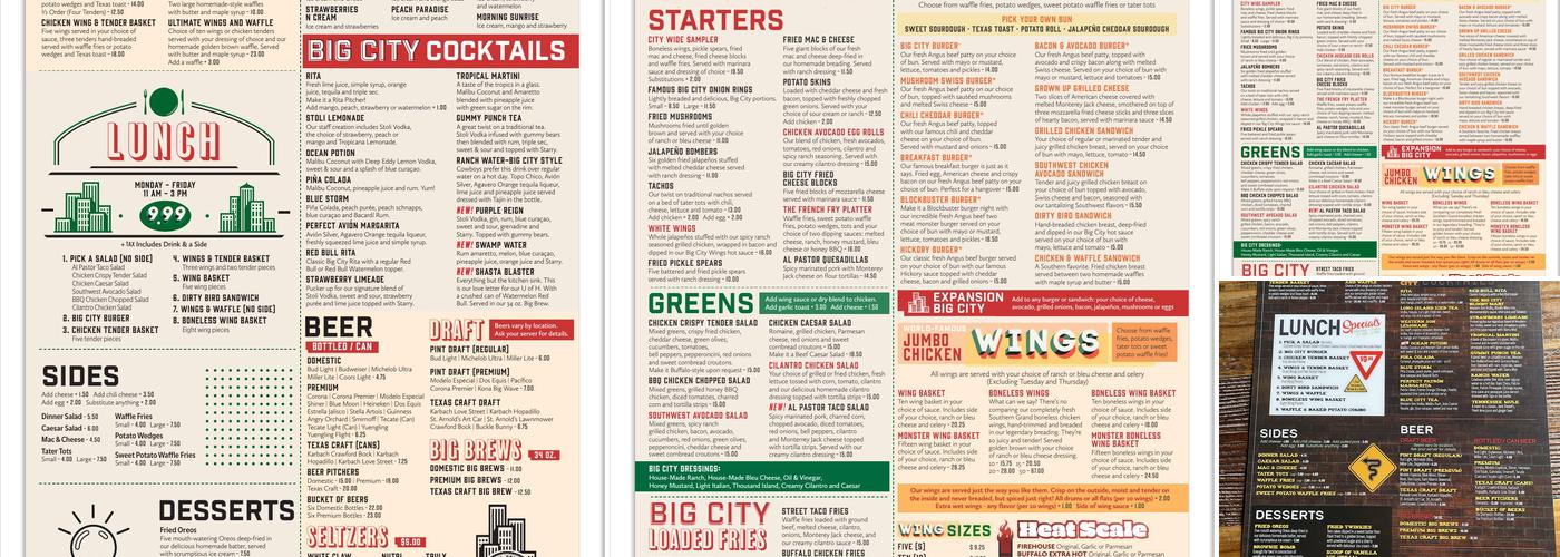 Big City Wings Menu