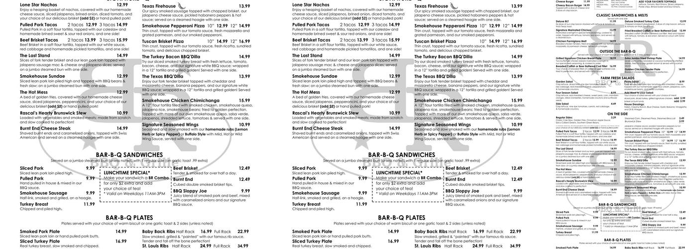 Big Rascal BBQ & Grille (BR BBQ) Menu