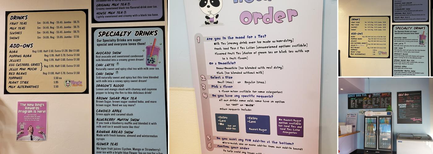Bing's Boba Tea Menu