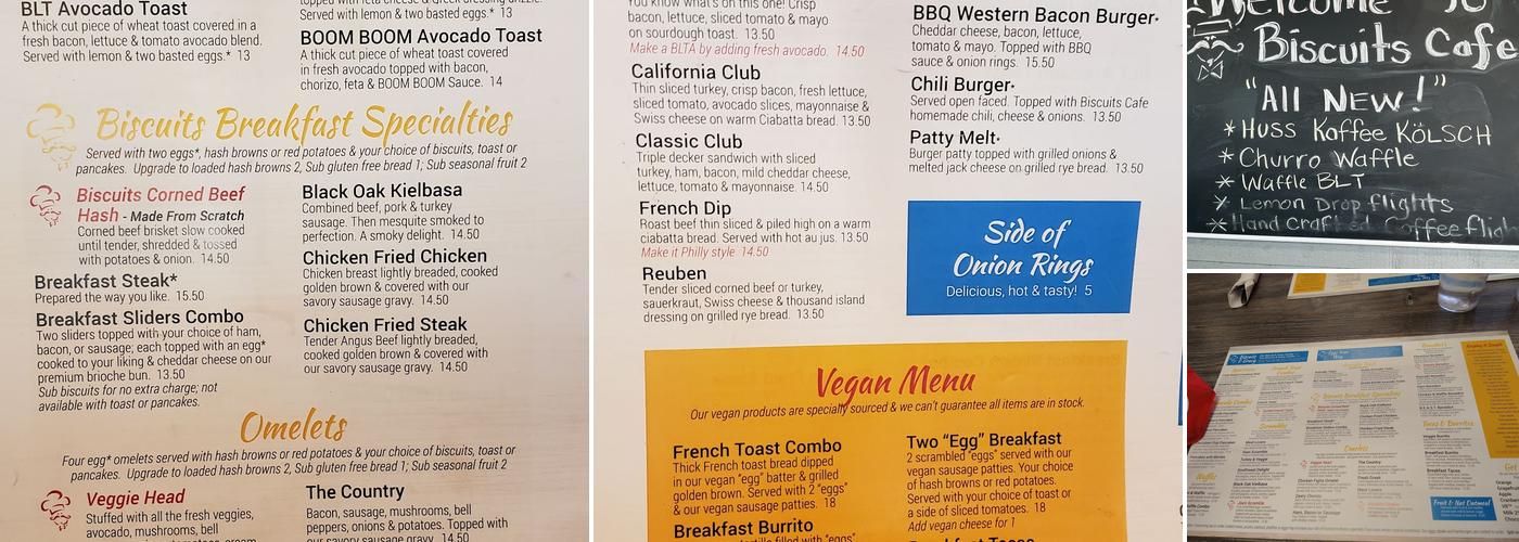 Biscuits Cafe Menu