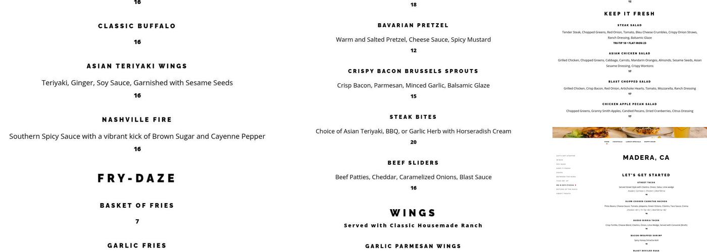 Blast & Brew Menu