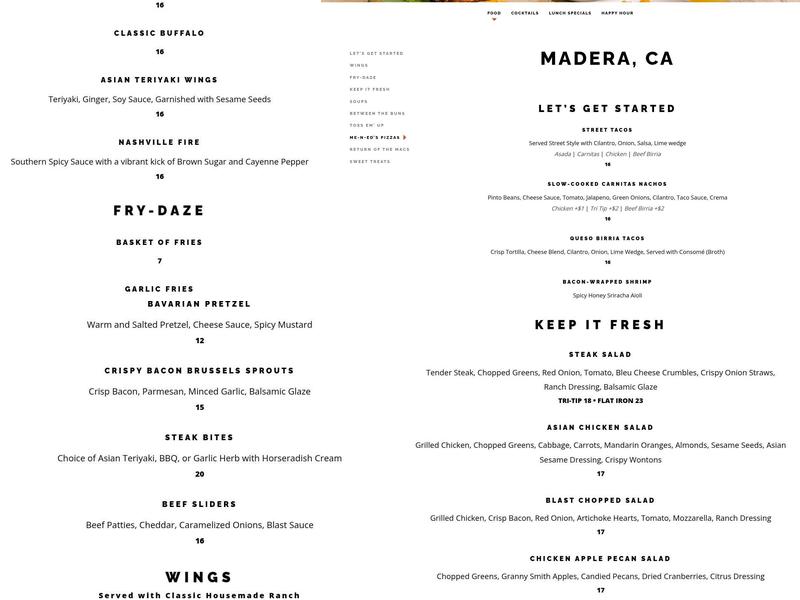 Blast & Brew Menu