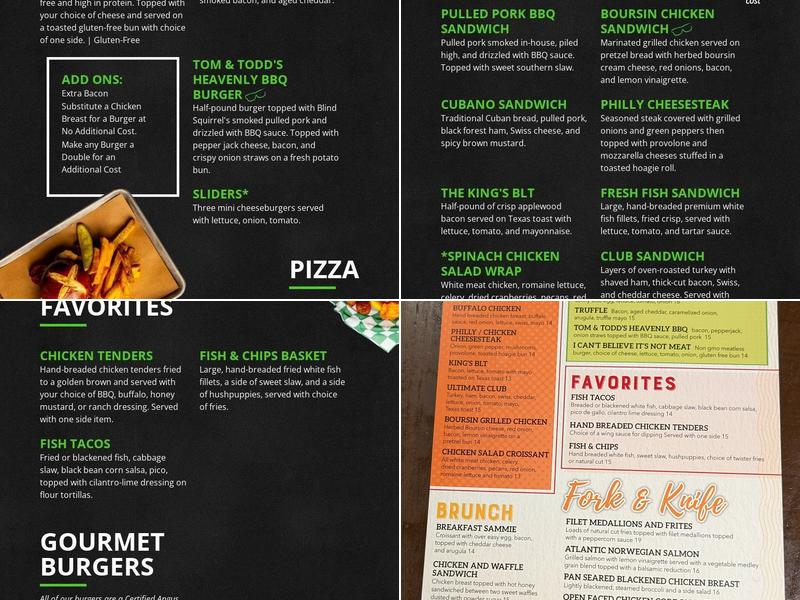 Blind Squirrel - Louisville Menu