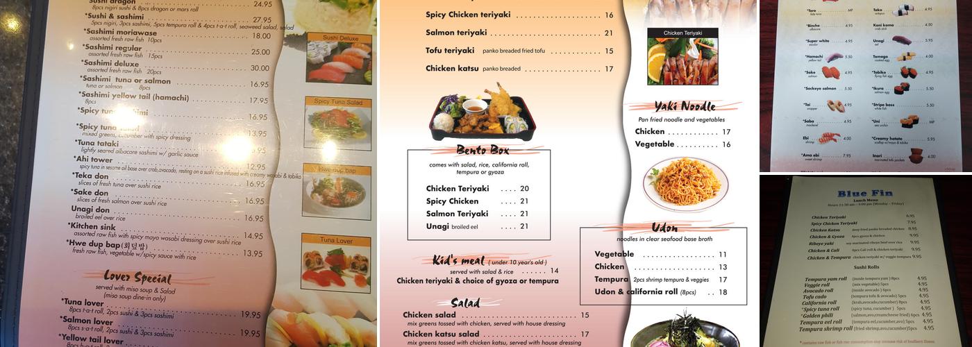 Blue Fin Sushi Menu