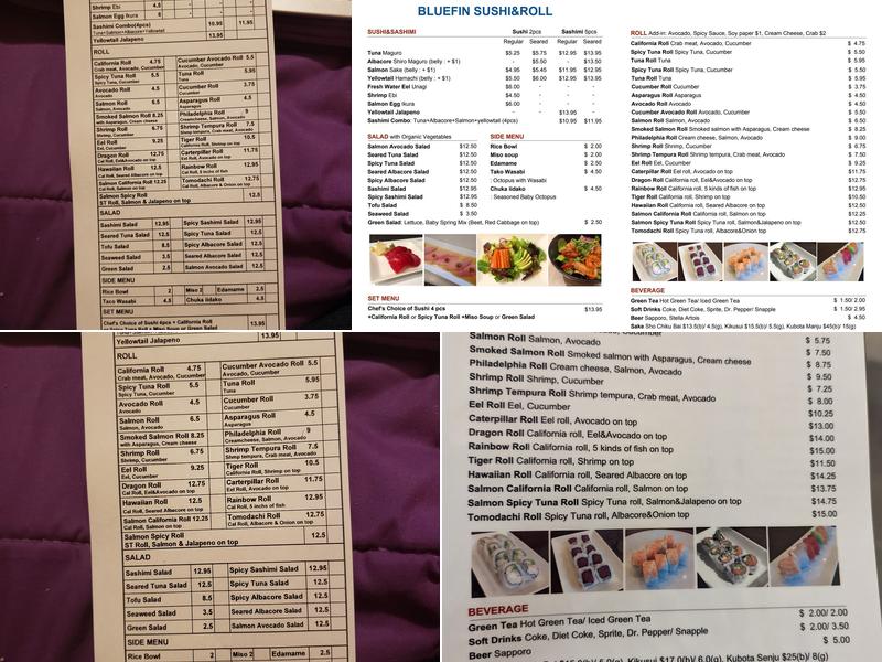 Bluefin Sushi and Roll Menu