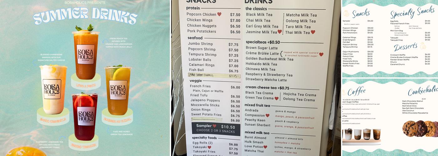 Bobaholics Menu