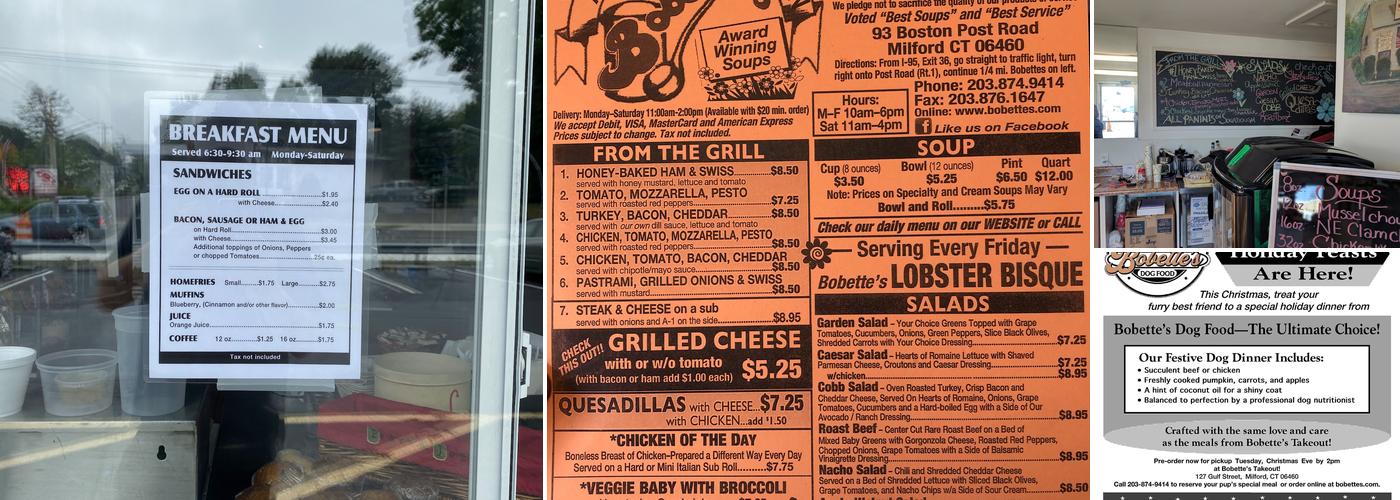 Bobette's Takeout Bistro Menu