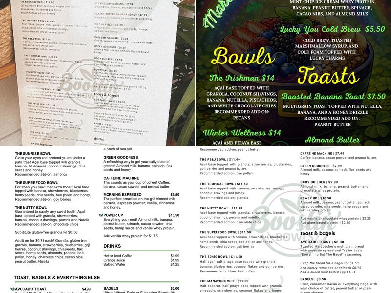 Boostin' Bowls Menu