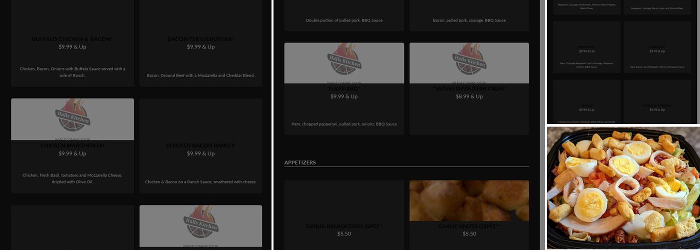 Hall's Kitchen Pizza and Subs Menu