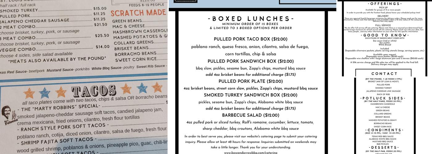 Bow & Arrow Menu