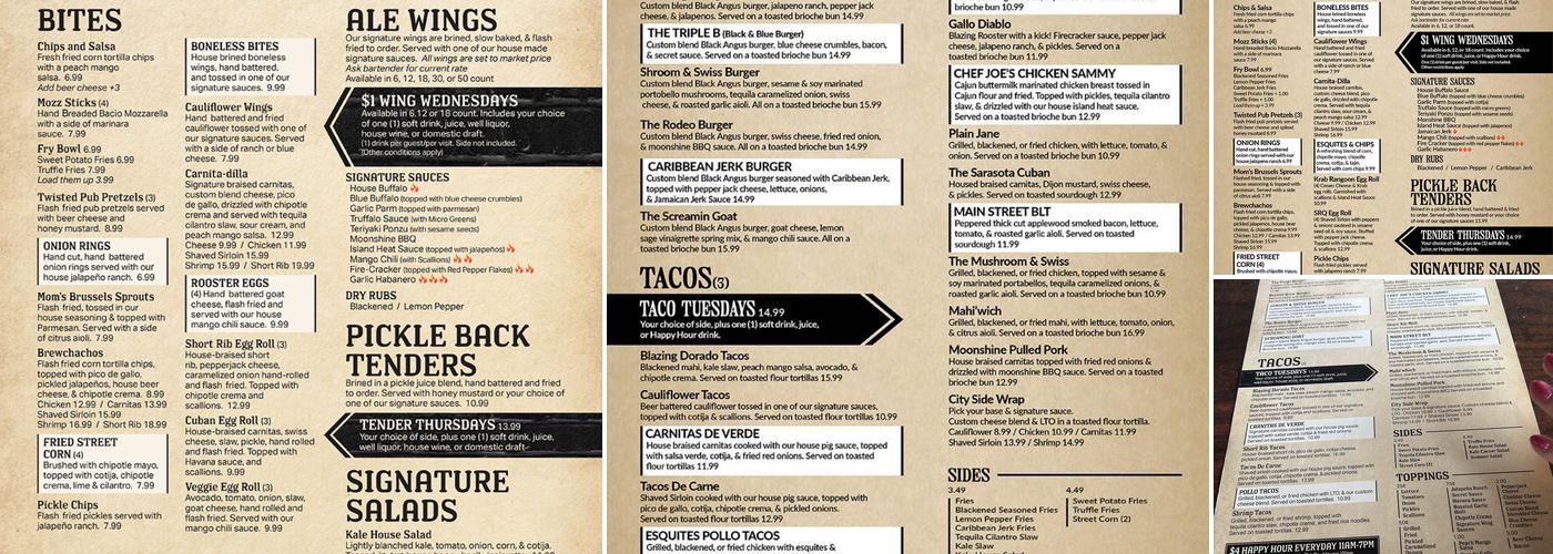 Brewster’s Menu