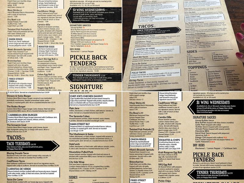 Brewster’s Menu