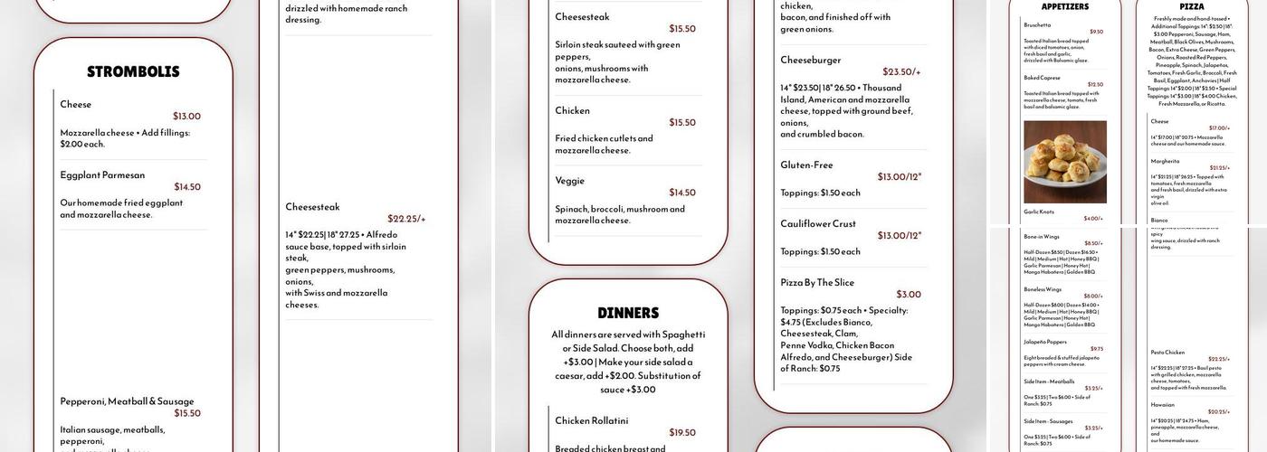 Brooklyn V's Pizza Menu