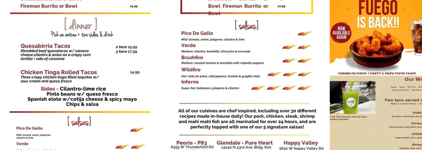 Brushfire Tacos y Tapas Menu