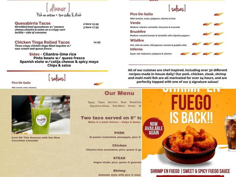 Brushfire Tacos y Tapas Menu