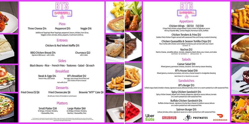 BT's Bar & Grill Menu