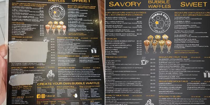 Bubble Egg Menu