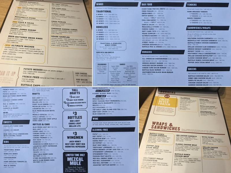 Buffalo Wild Wings Menu