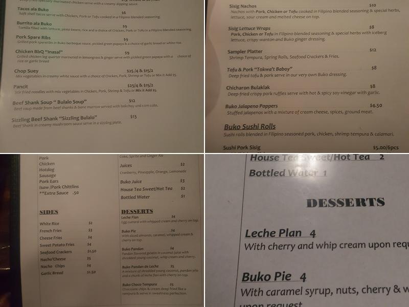 Buko Resto-Bar Menu