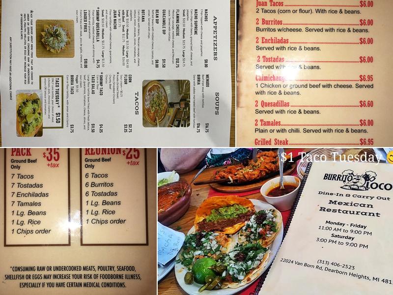 Burrito Loco Menu