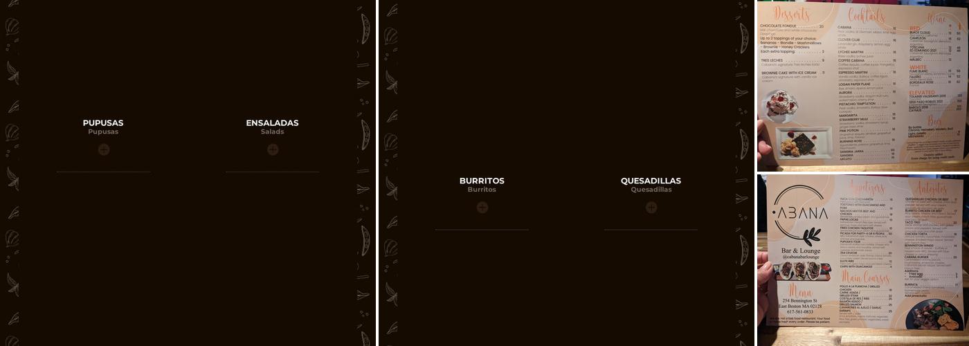 Cabana Menu