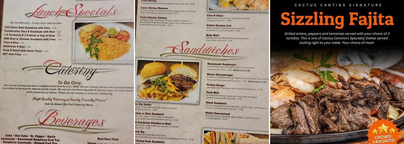 Cactus Cantina Menu