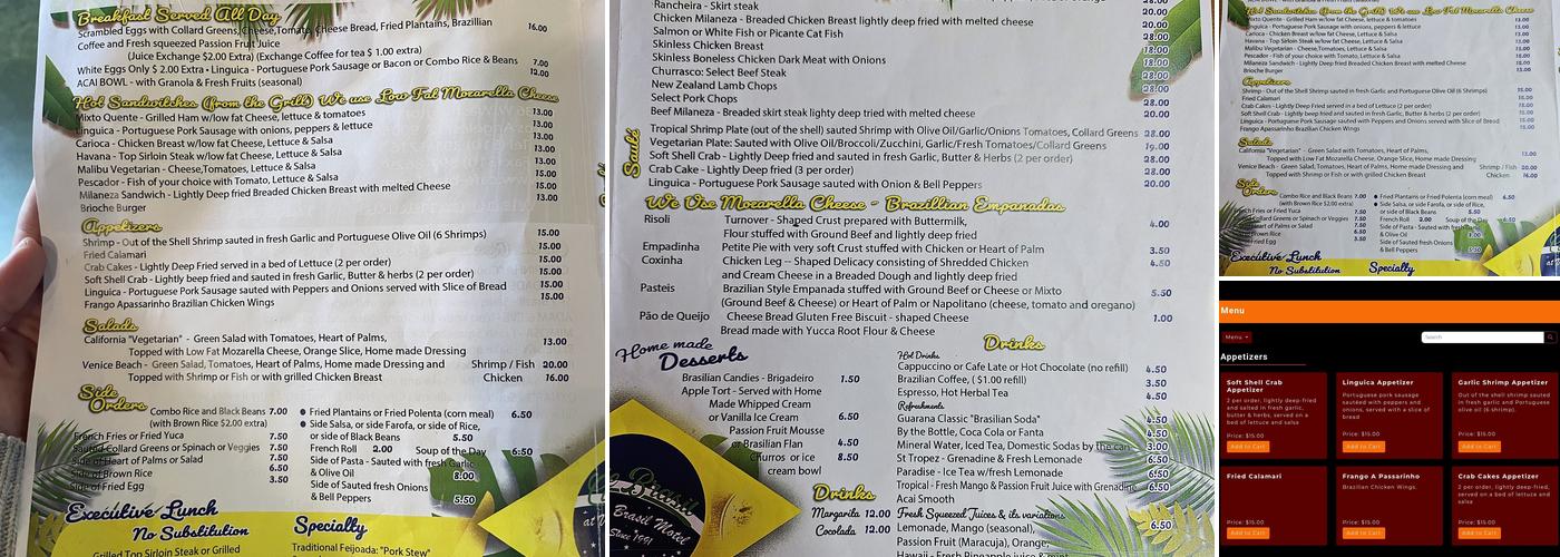 Cafe Brasil Menu
