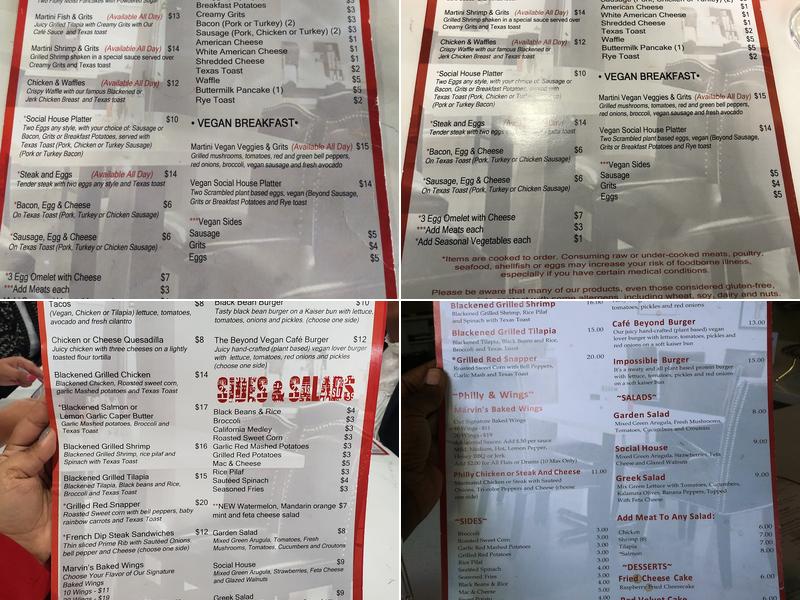 Cafe Social House Menu