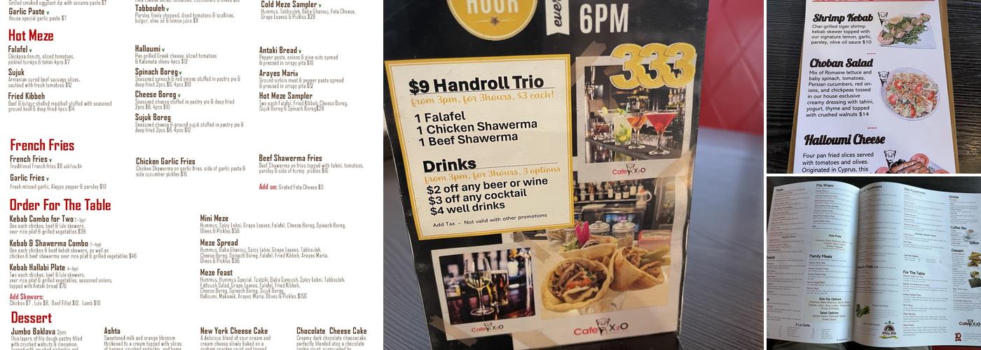 Cafe X2O, Claremont Menu