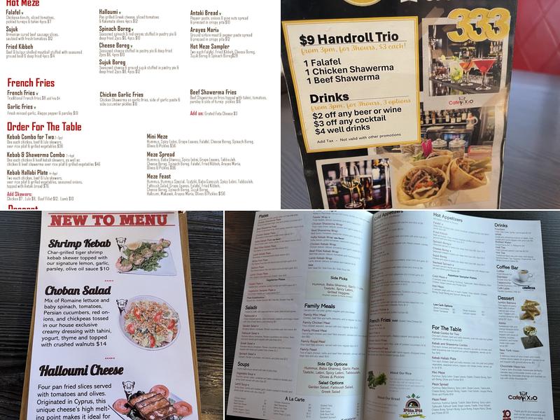 Cafe X2O, Claremont Menu