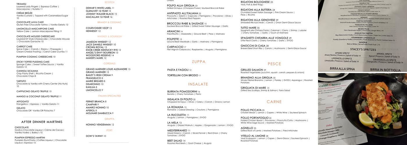 Caffe Bravo Menu