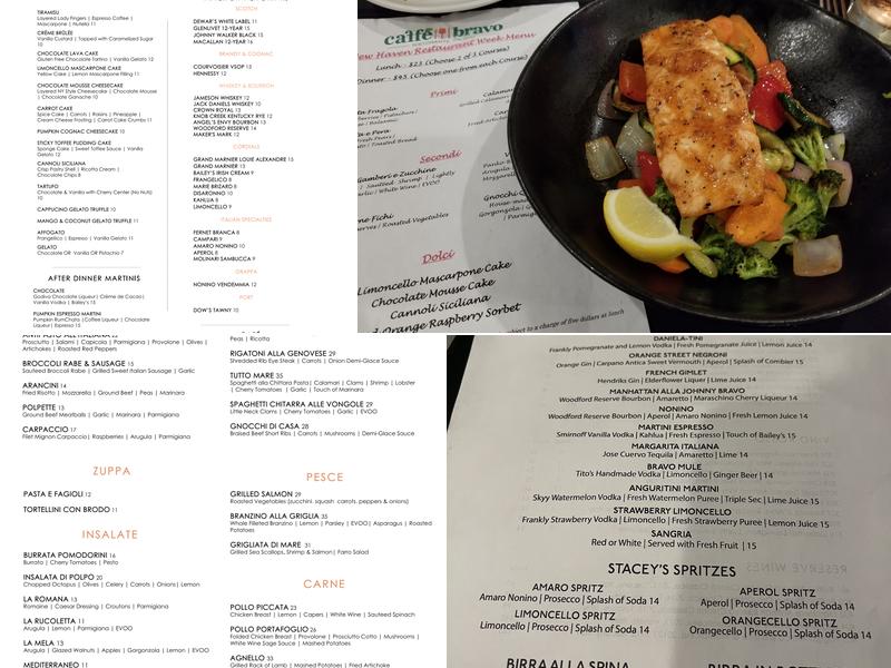 Caffe Bravo Menu