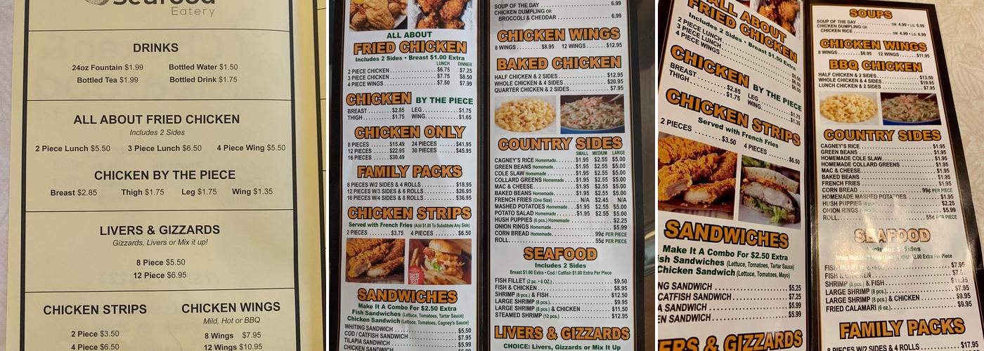 Cagney's Chicken & Seafood Eatery Menu
